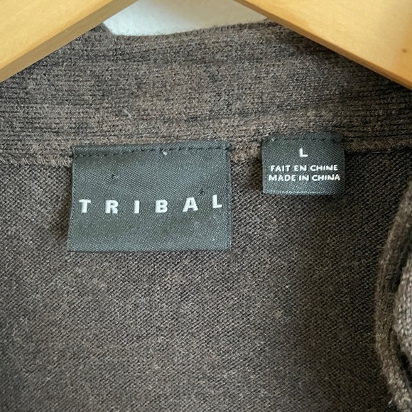 Tribal Dark Brown Ruffled Cardigan - Picture 2 of 7